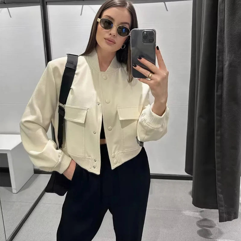 Cropped Aviator Bomber Jacket