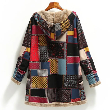 Patchwork Sherpa-Lined Hooded Coat