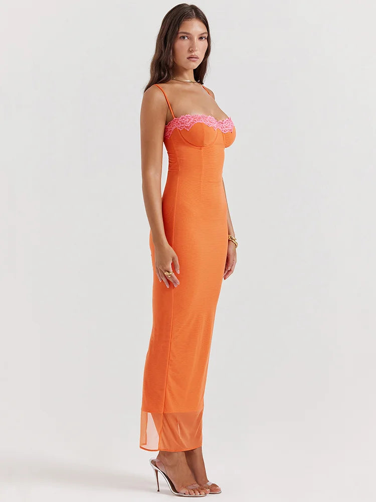 Lace Spaghetti Strap Maxi Dress