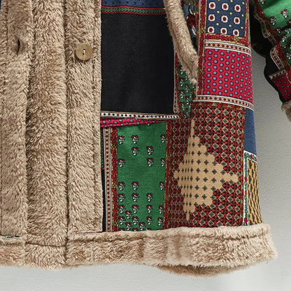 Patchwork Sherpa-Lined Hooded Coat