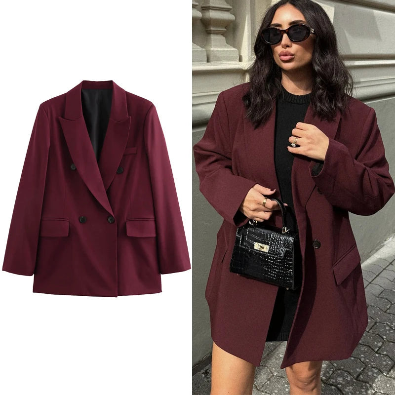 Burgunderroter Blazer für Damen