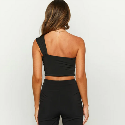 Spicy One-Shoulder Hollow-Out Crop Top