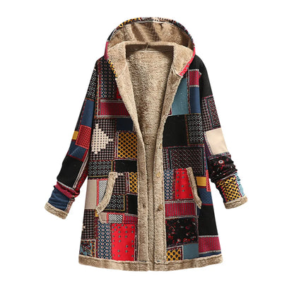 Patchwork Sherpa-Lined Hooded Coat