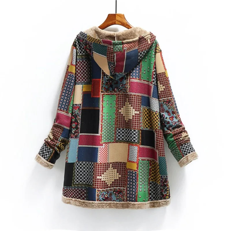 Patchwork Sherpa-Lined Hooded Coat