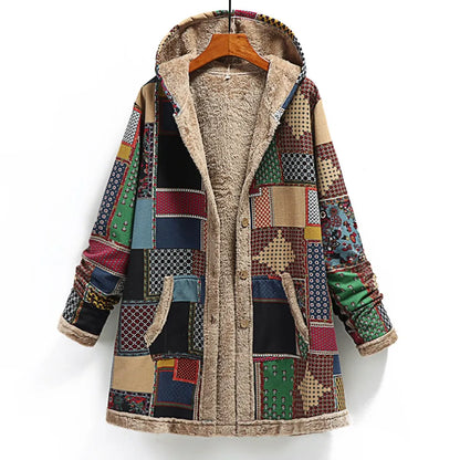 Patchwork Sherpa-Lined Hooded Coat