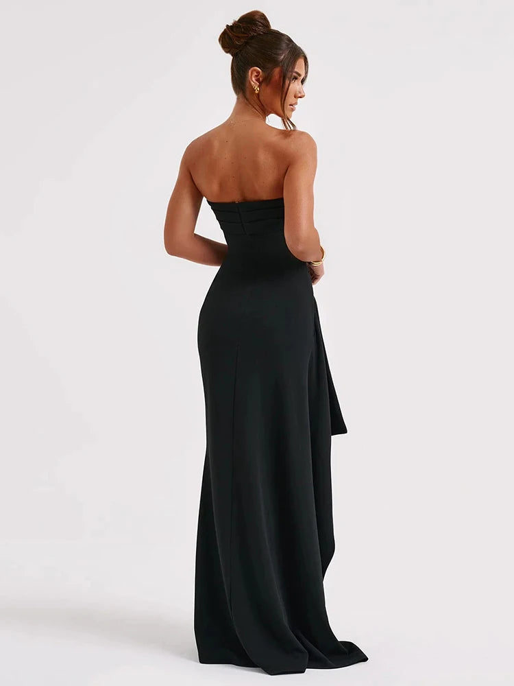 Strapless Backless High-Split Maxi Dress