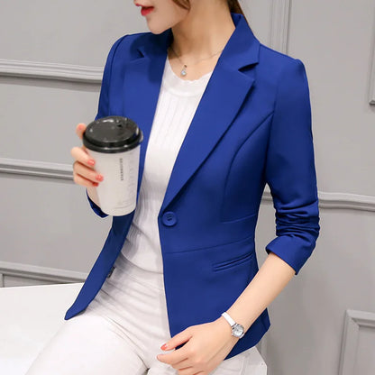 Notched Collar Single-Button Blazer