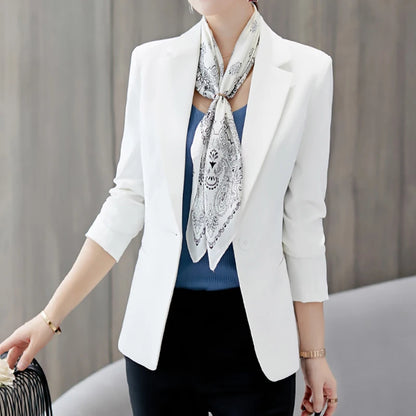 Notched Collar Single-Button Blazer